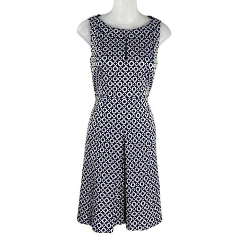 Lauren Ralph Lauren Navy and White Patterned Dress